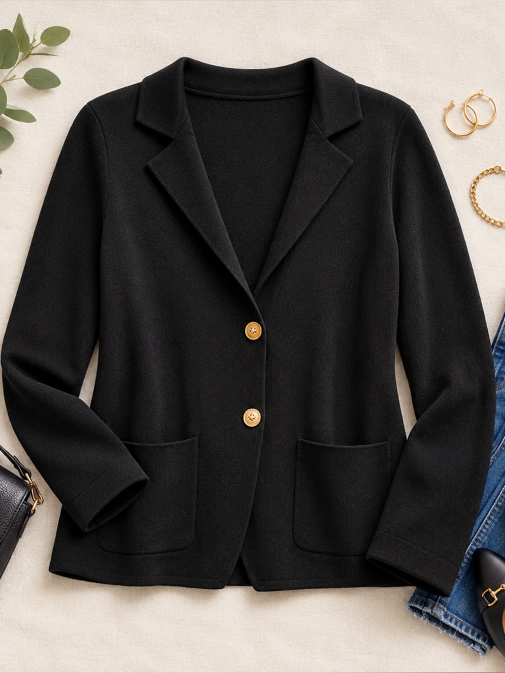 Cyrus Black Knit Blazer Cardigan Sweater Large NWOT